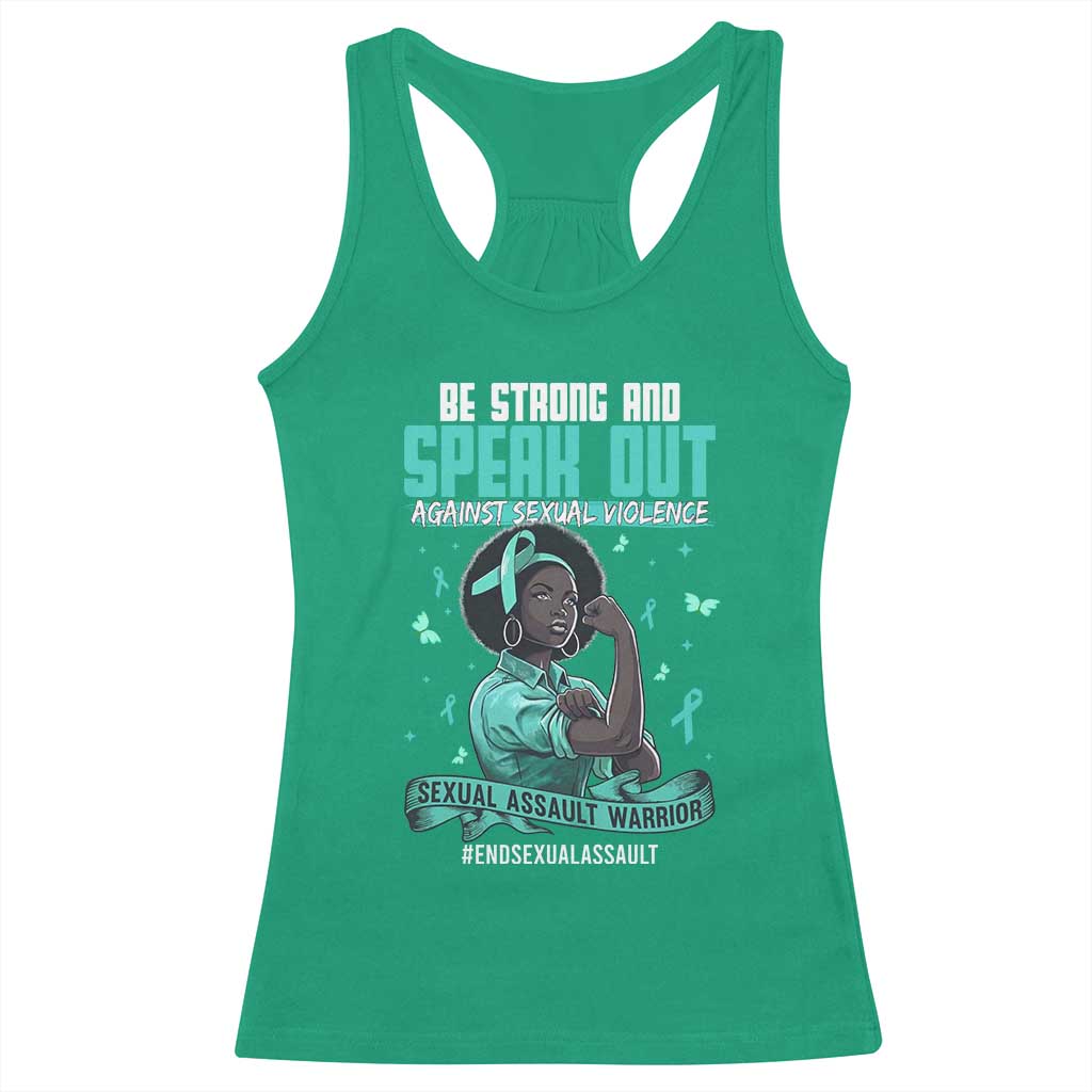 Sexual Assault Awareness Racerback Tank Top Support African Women Stop Sexual Abuse Awareness