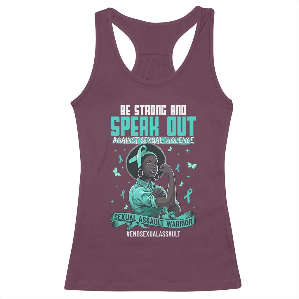 Sexual Assault Awareness Racerback Tank Top Support African Women Stop Sexual Abuse Awareness