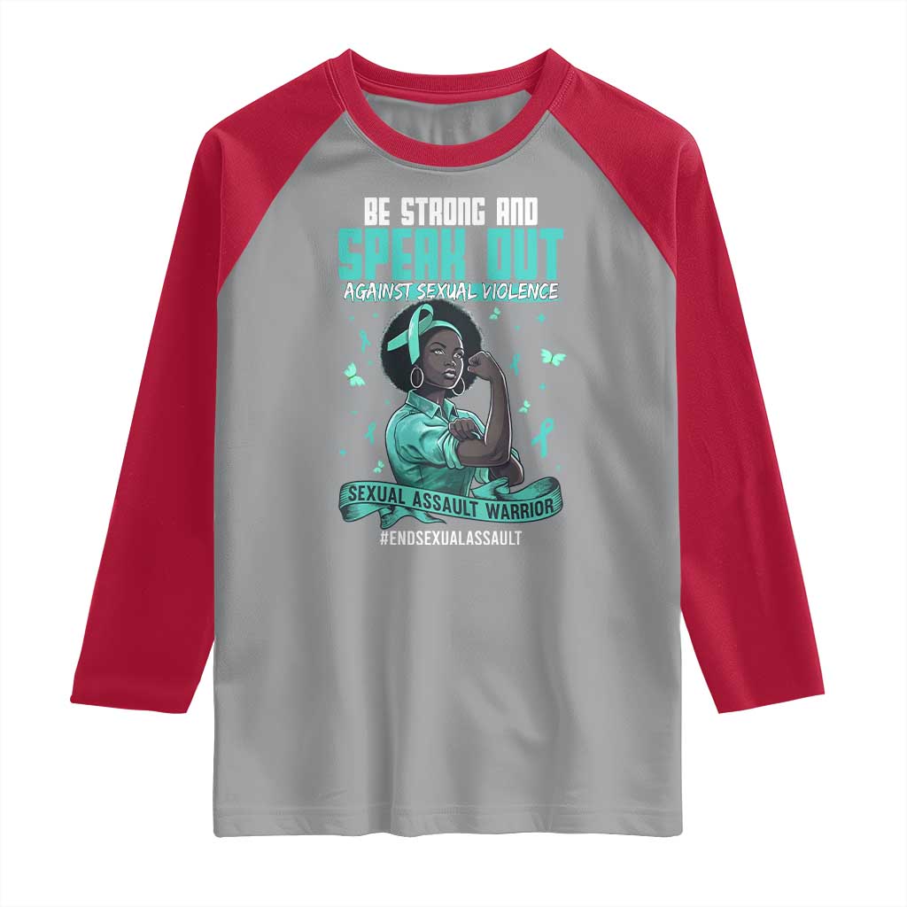 Sexual Assault Awareness Raglan Shirt Support African Women Stop Sexual Abuse Awareness