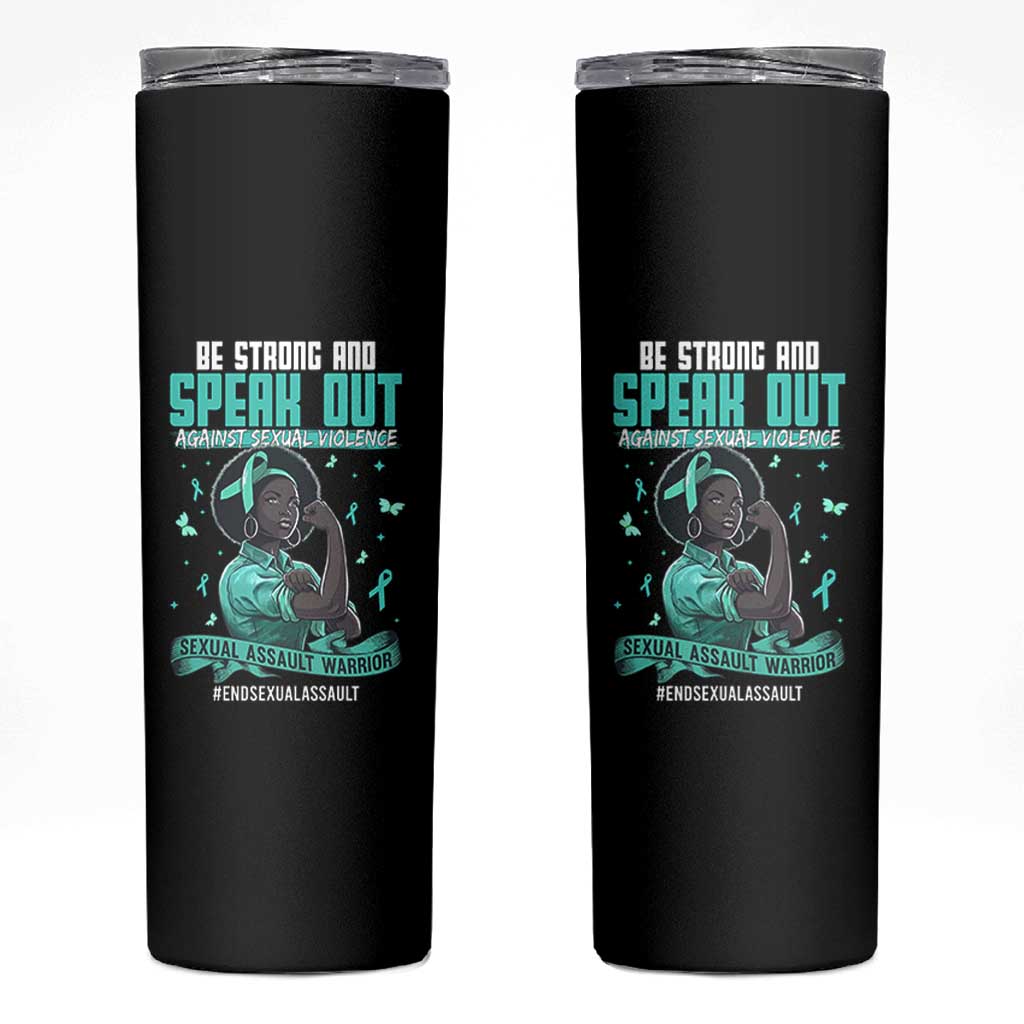 Sexual Assault Awareness Skinny Tumbler Support African Women Stop Sexual Abuse Awareness