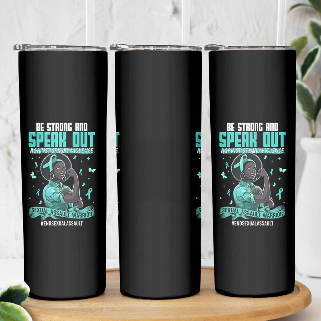 Sexual Assault Awareness Skinny Tumbler Support African Women Stop Sexual Abuse Awareness