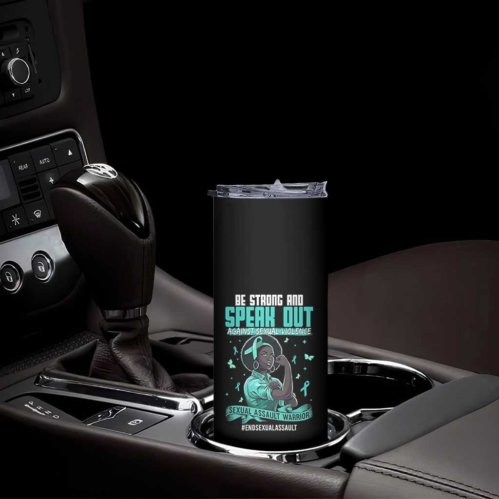 Sexual Assault Awareness Skinny Tumbler Support African Women Stop Sexual Abuse Awareness
