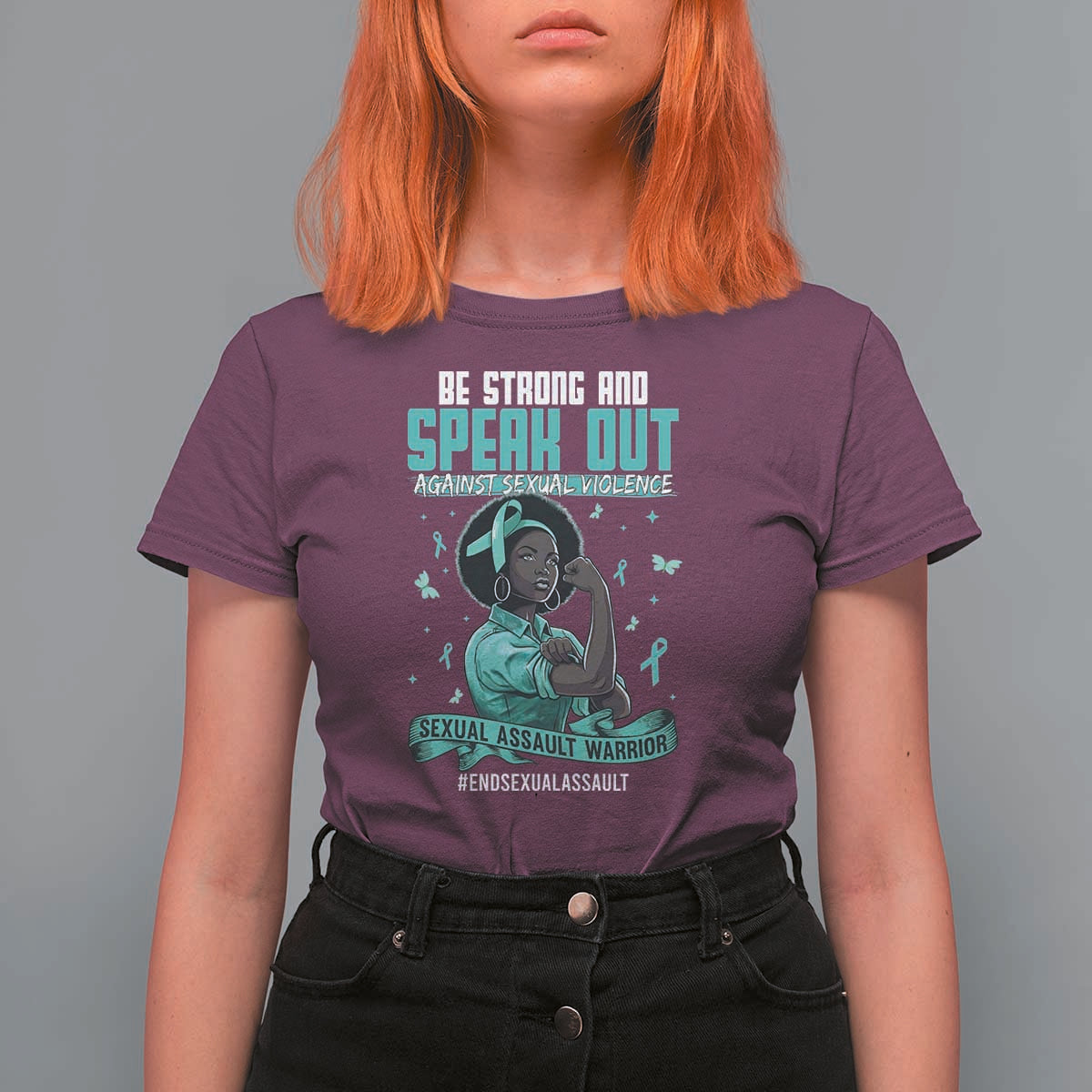 Sexual Assault Awareness T Shirt For Women Support African Women Stop Sexual Abuse Awareness