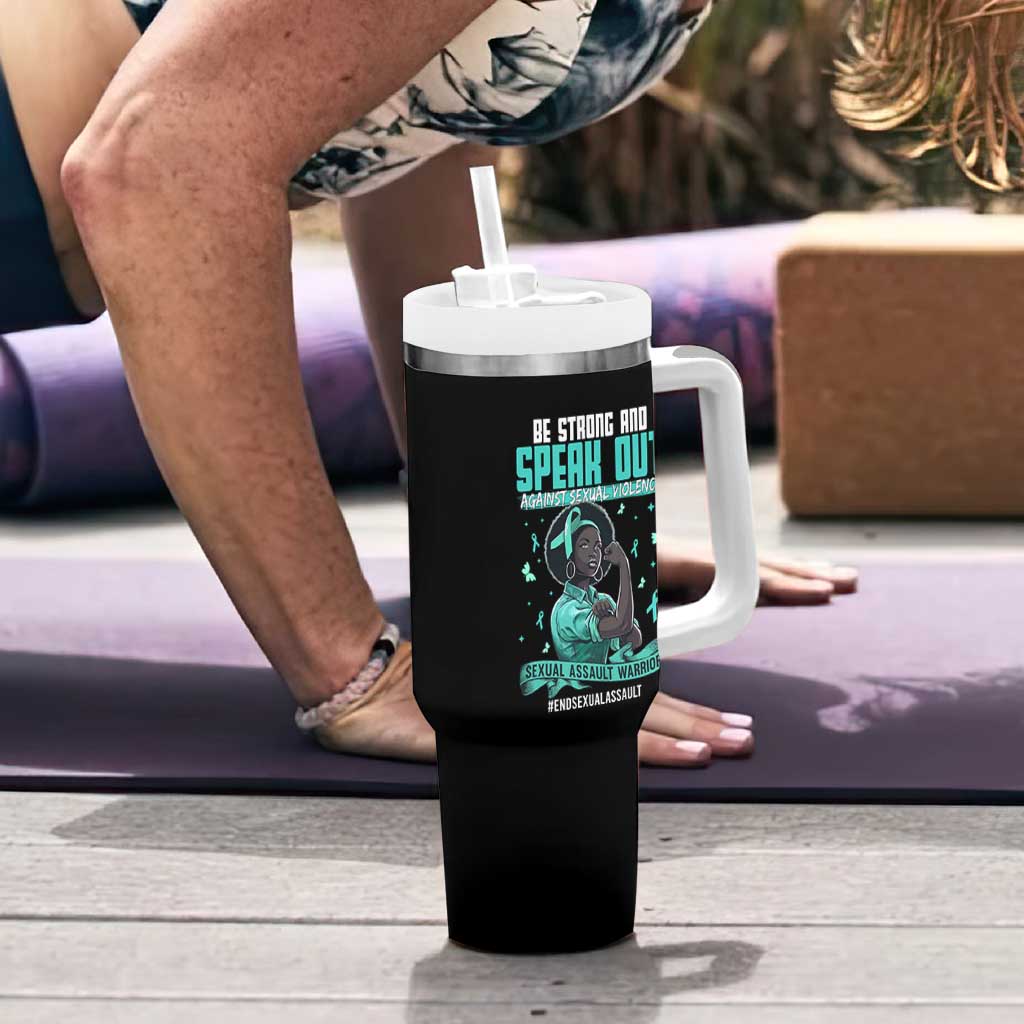 Sexual Assault Awareness Tumbler With Handle Support African Women Stop Sexual Abuse Awareness