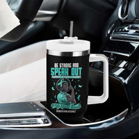 Sexual Assault Awareness Tumbler With Handle Support African Women Stop Sexual Abuse Awareness