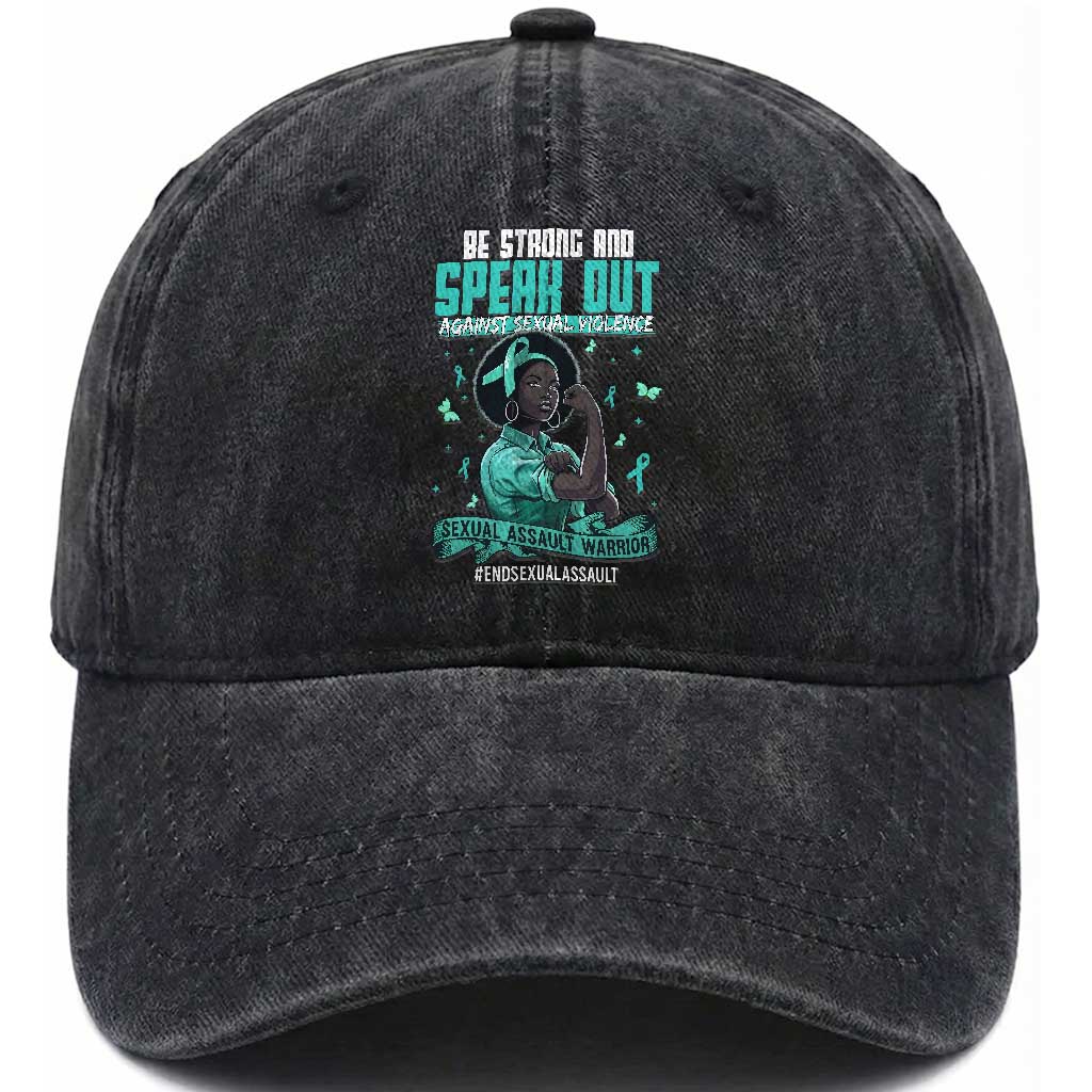 Sexual Assault Awareness Washed Cotton Baseball Cap Support African Women Stop Sexual Abuse Awareness