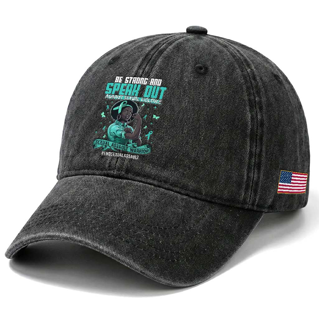 Sexual Assault Awareness Washed Cotton Baseball Cap Support African Women Stop Sexual Abuse Awareness