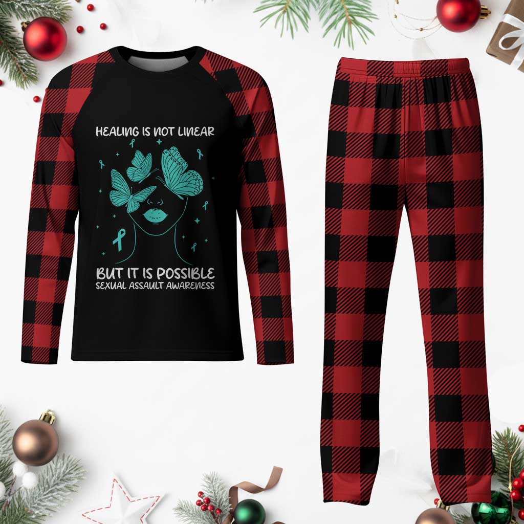 Sexual Assault Awareness Plaid Pajama Set Healing Is Not Linear But It Is Possible
