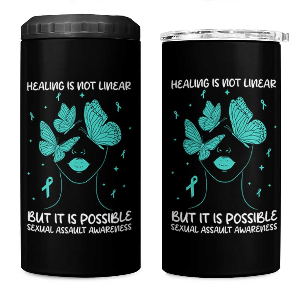 Sexual Assault Awareness 4 in 1 Can Cooler Tumbler Healing Is Not Linear But It Is Possible