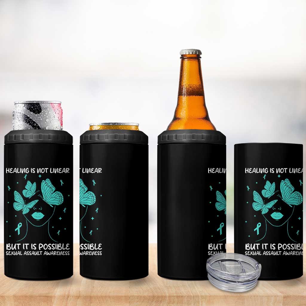 Sexual Assault Awareness 4 in 1 Can Cooler Tumbler Healing Is Not Linear But It Is Possible