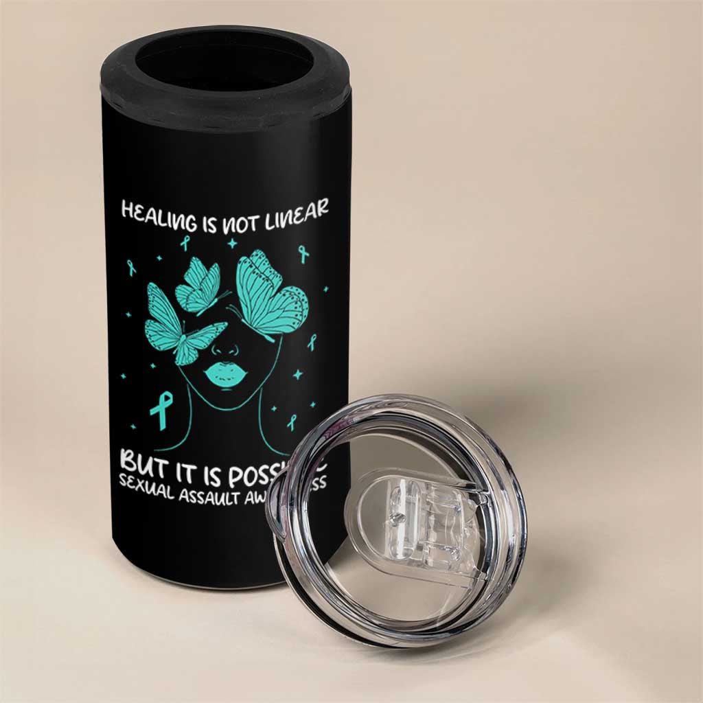 Sexual Assault Awareness 4 in 1 Can Cooler Tumbler Healing Is Not Linear But It Is Possible