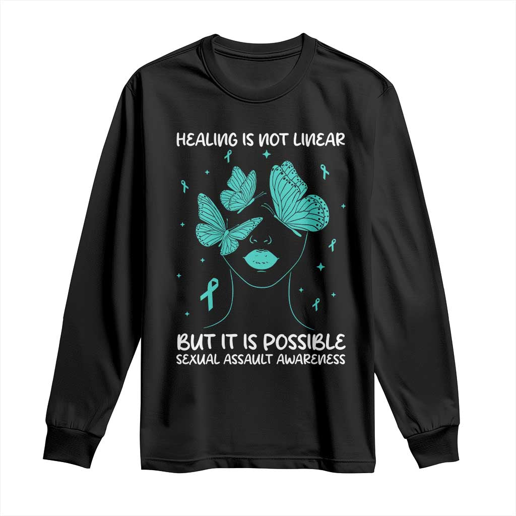 Sexual Assault Awareness Long Sleeve Shirt Healing Is Not Linear But It Is Possible