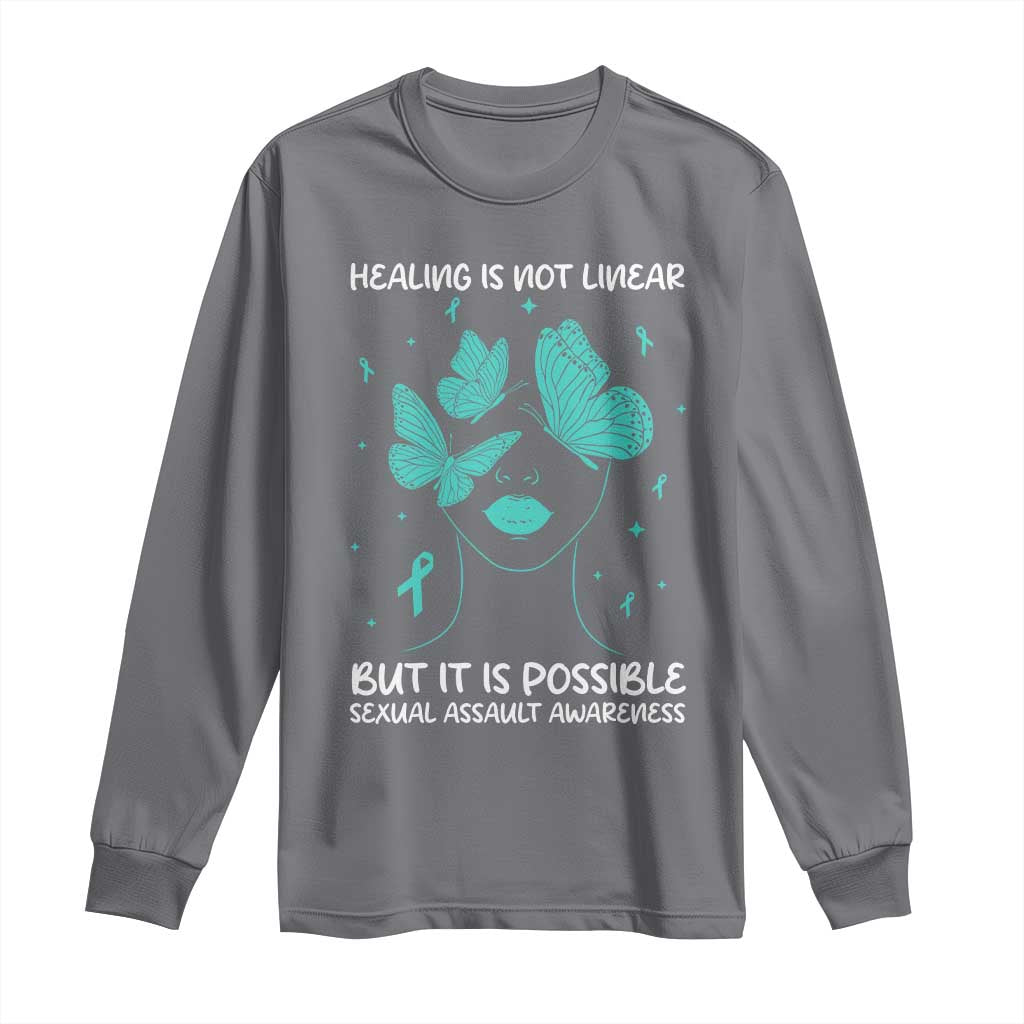 Sexual Assault Awareness Long Sleeve Shirt Healing Is Not Linear But It Is Possible
