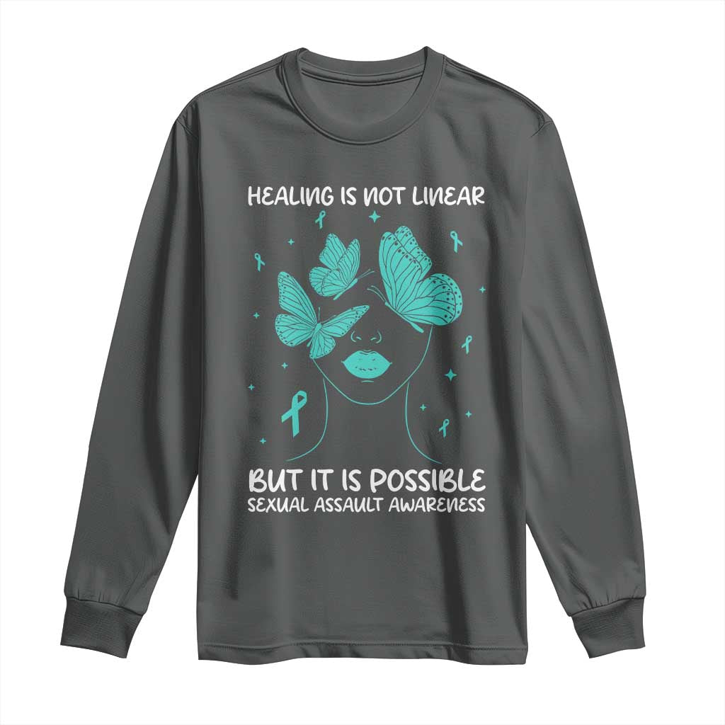 Sexual Assault Awareness Long Sleeve Shirt Healing Is Not Linear But It Is Possible