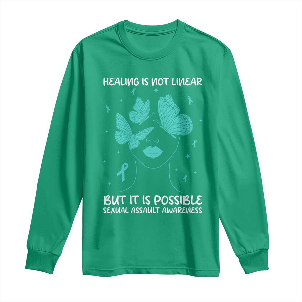 Sexual Assault Awareness Long Sleeve Shirt Healing Is Not Linear But It Is Possible