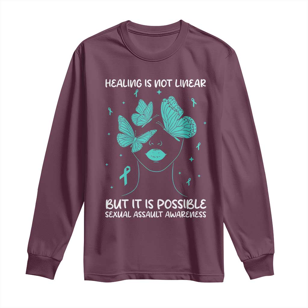 Sexual Assault Awareness Long Sleeve Shirt Healing Is Not Linear But It Is Possible