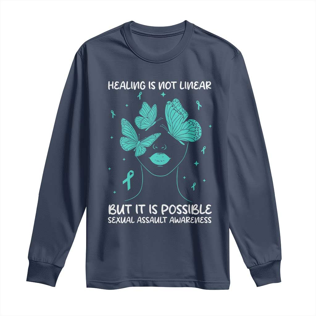 Sexual Assault Awareness Long Sleeve Shirt Healing Is Not Linear But It Is Possible