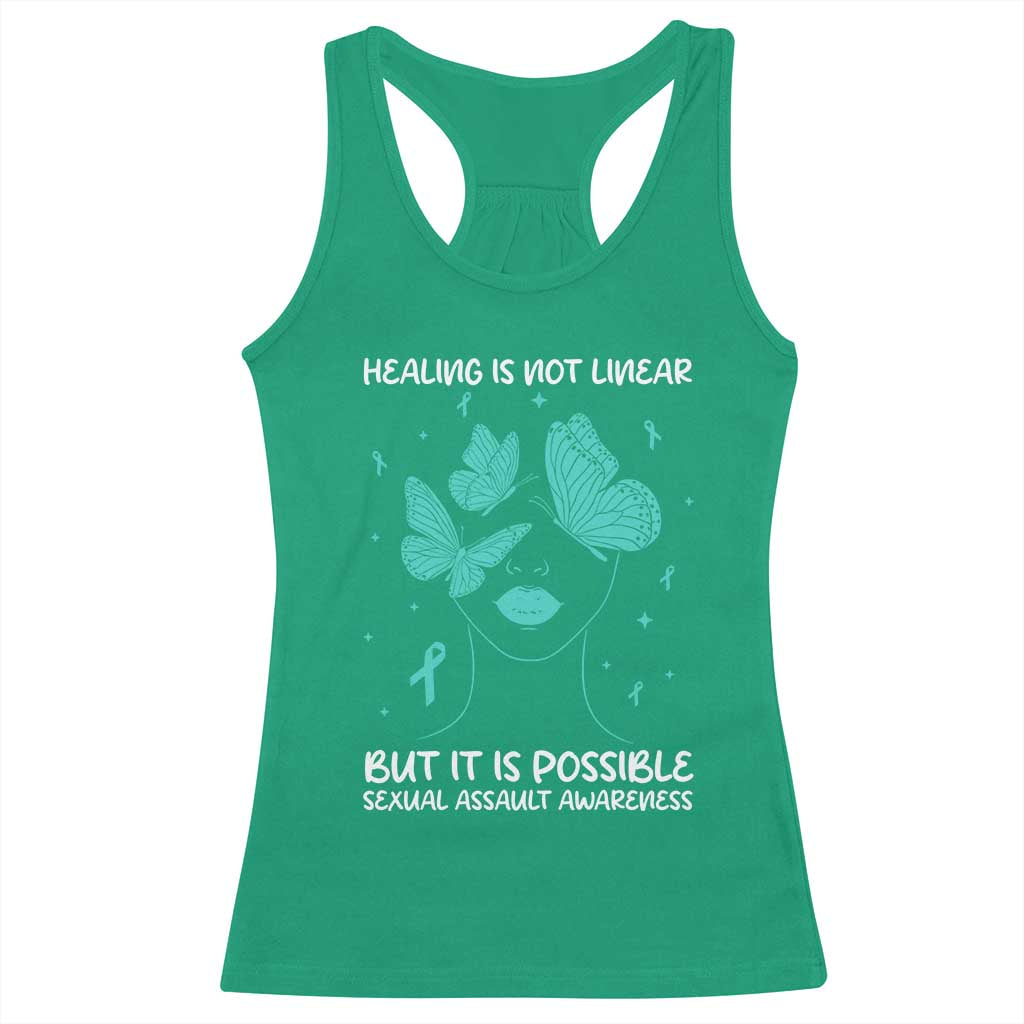 Sexual Assault Awareness Racerback Tank Top Healing Is Not Linear But It Is Possible