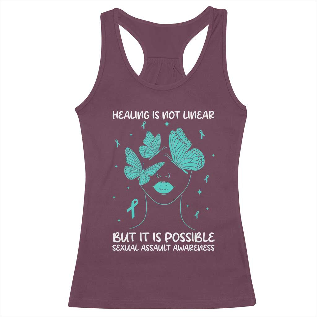Sexual Assault Awareness Racerback Tank Top Healing Is Not Linear But It Is Possible