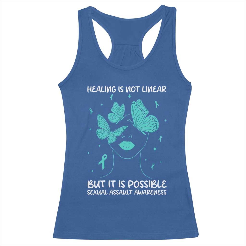 Sexual Assault Awareness Racerback Tank Top Healing Is Not Linear But It Is Possible