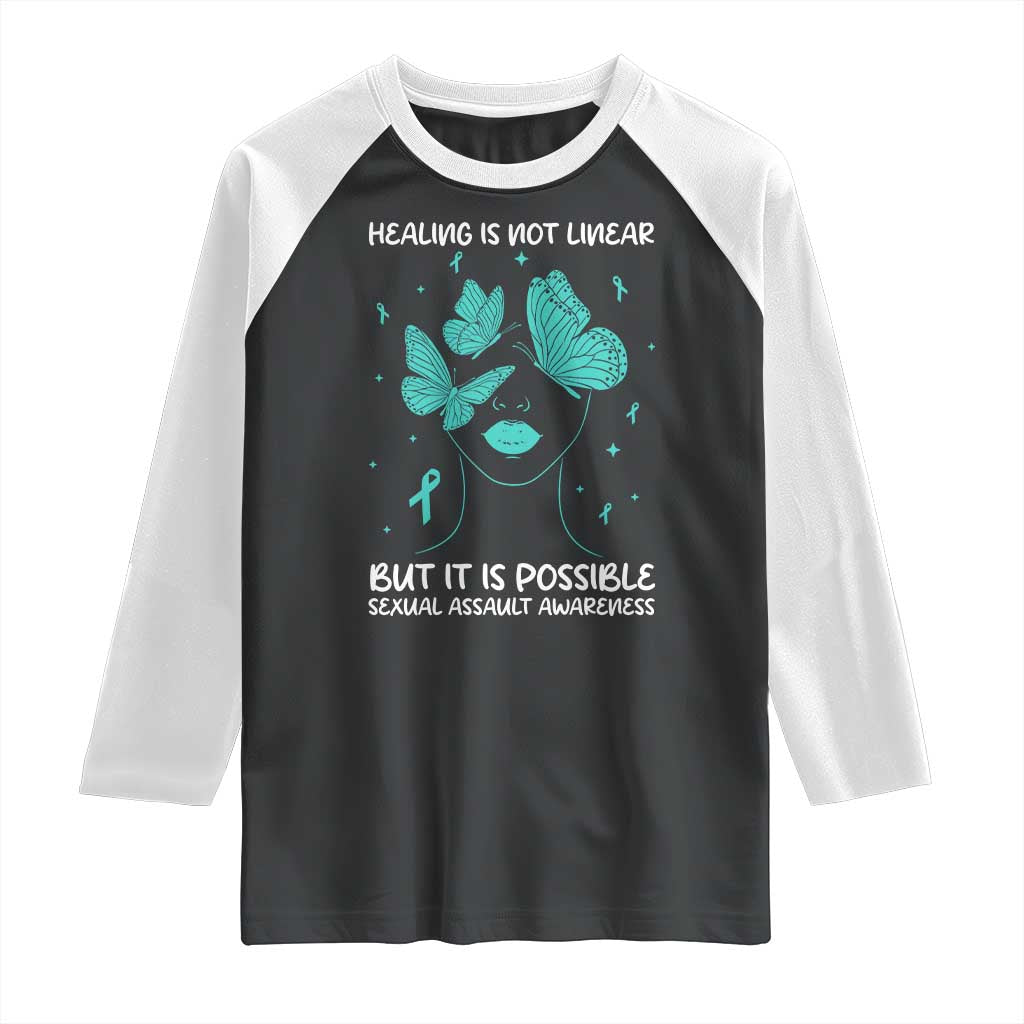 Sexual Assault Awareness Raglan Shirt Healing Is Not Linear But It Is Possible