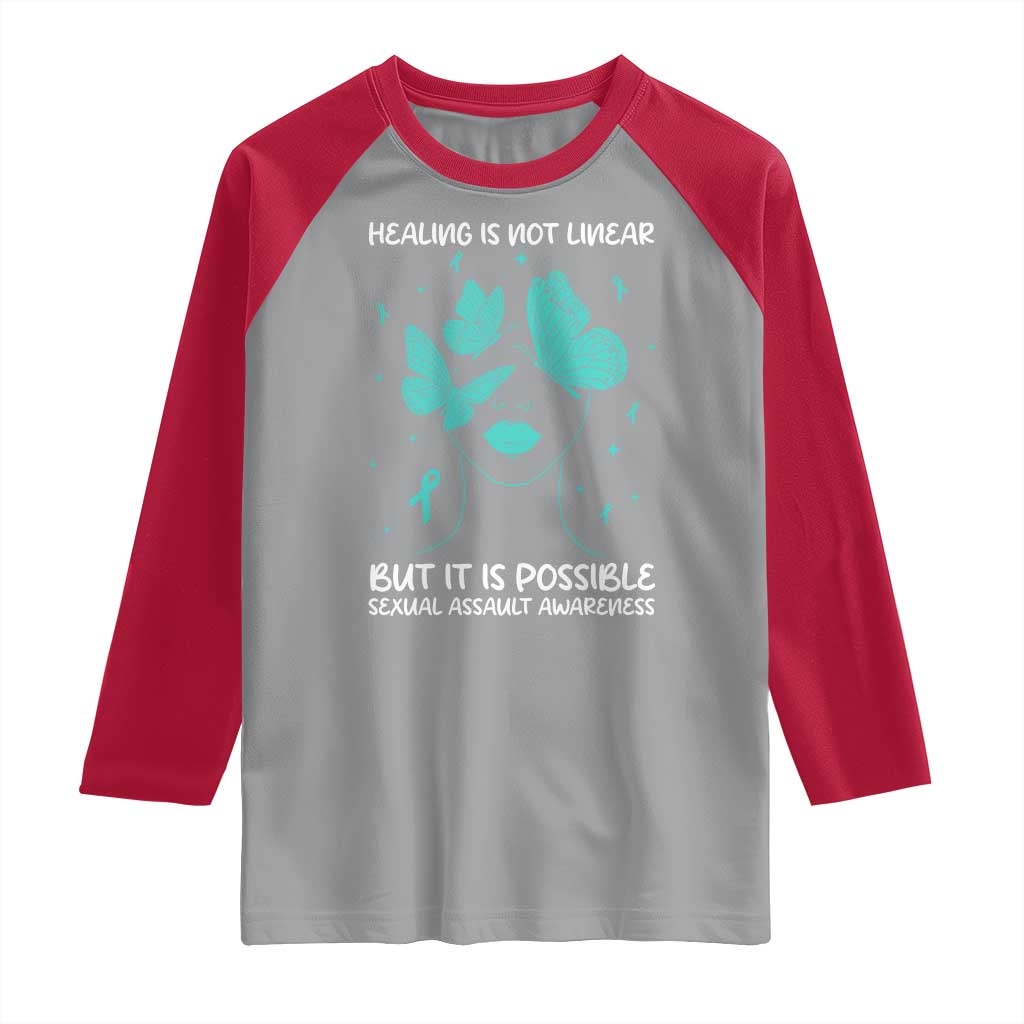 Sexual Assault Awareness Raglan Shirt Healing Is Not Linear But It Is Possible