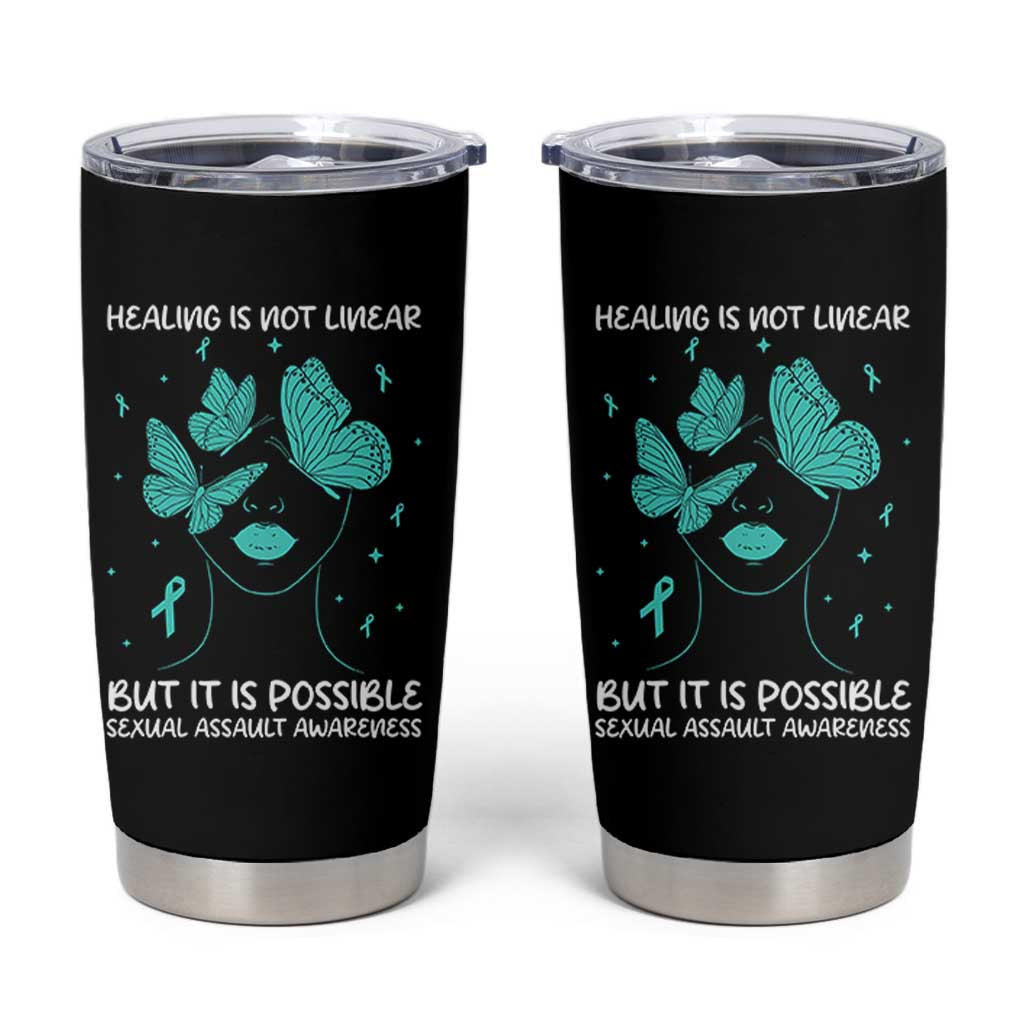 Sexual Assault Awareness Tumbler Cup Healing Is Not Linear But It Is Possible