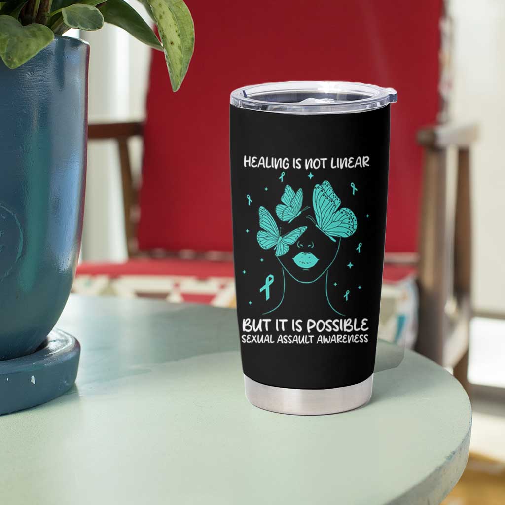 Sexual Assault Awareness Tumbler Cup Healing Is Not Linear But It Is Possible