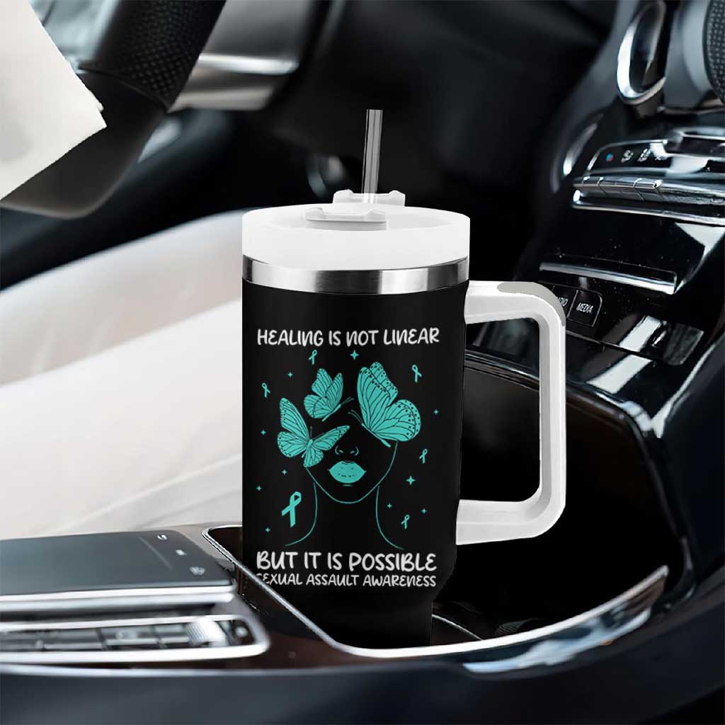 Sexual Assault Awareness Tumbler With Handle Healing Is Not Linear But It Is Possible