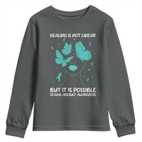 Sexual Assault Awareness Youth Sweatshirt Healing Is Not Linear But It Is Possible
