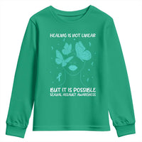 Sexual Assault Awareness Youth Sweatshirt Healing Is Not Linear But It Is Possible