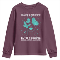 Sexual Assault Awareness Youth Sweatshirt Healing Is Not Linear But It Is Possible