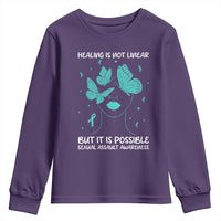 Sexual Assault Awareness Youth Sweatshirt Healing Is Not Linear But It Is Possible