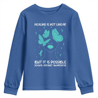Sexual Assault Awareness Youth Sweatshirt Healing Is Not Linear But It Is Possible