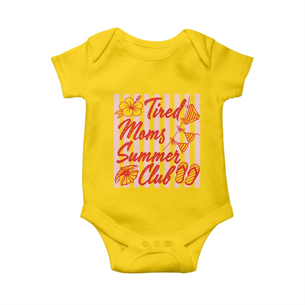 Tired Moms Summer Club Baby Onesie Funny Mom Life Beach Vacation