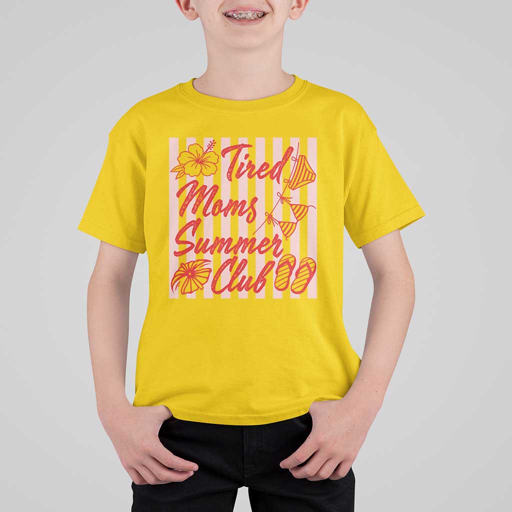 Tired Moms Summer Club T Shirt For Kid Funny Mom Life Beach Vacation