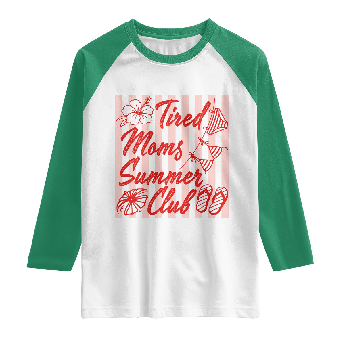 Tired Moms Summer Club Raglan Shirt Funny Mom Life Beach Vacation