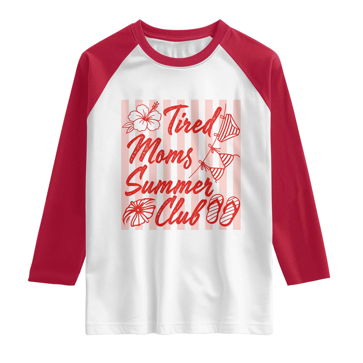 Tired Moms Summer Club Raglan Shirt Funny Mom Life Beach Vacation