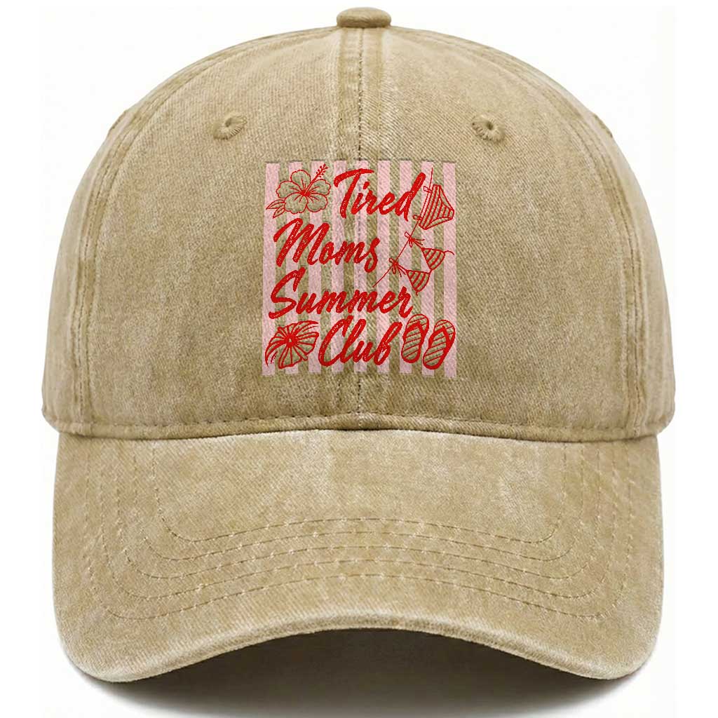 Tired Moms Summer Club Washed Cotton Baseball Cap Funny Mom Life Beach Vacation