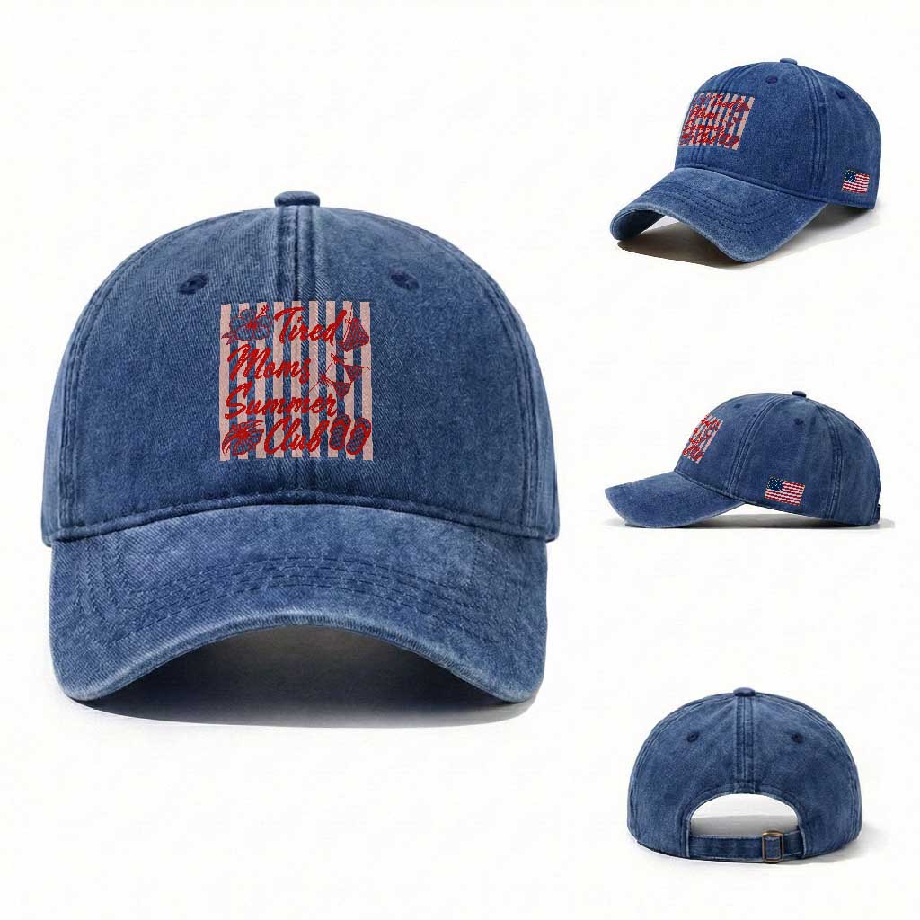 Tired Moms Summer Club Washed Cotton Baseball Cap Funny Mom Life Beach Vacation