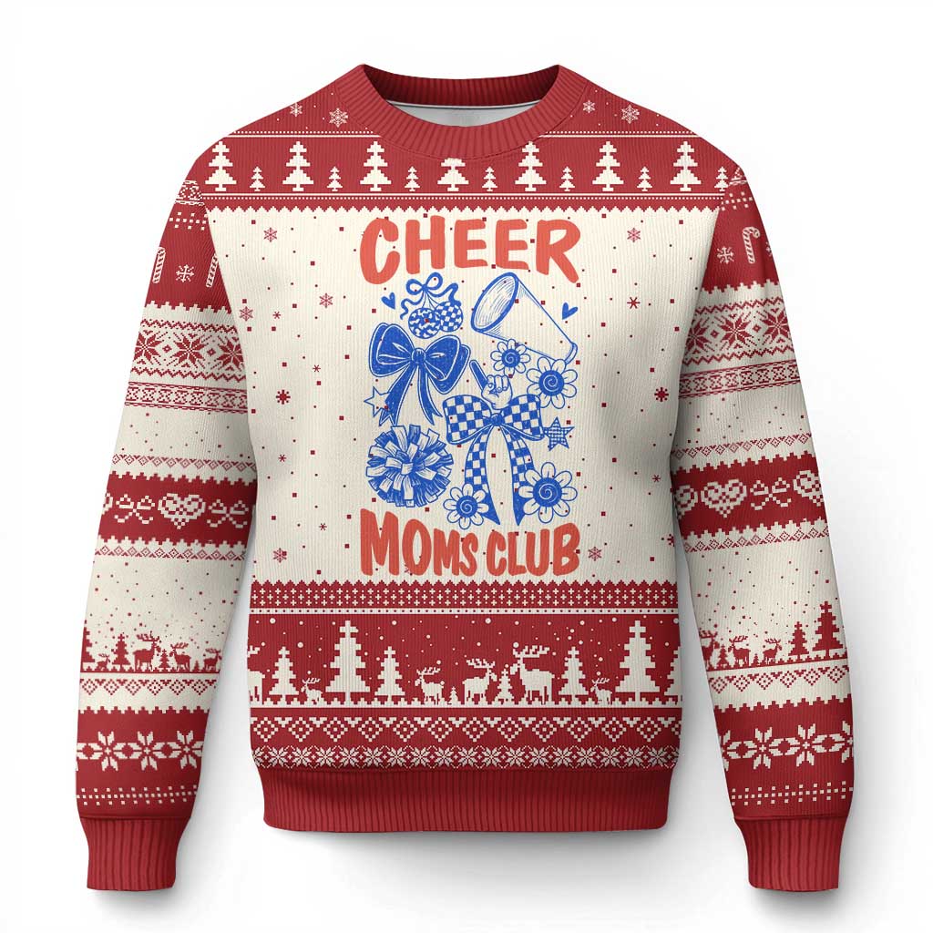 Cheer Moms Club Ugly Christmas Sweater Funny Cheerleading Mom Mother’s Day Gift