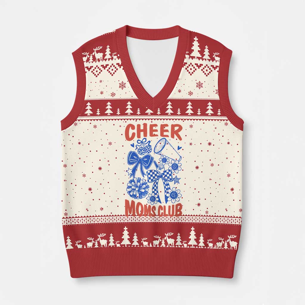 Cheer Moms Club V-Neck Knit Sweater Vest Funny Cheerleading Mom Mother’s Day Gift