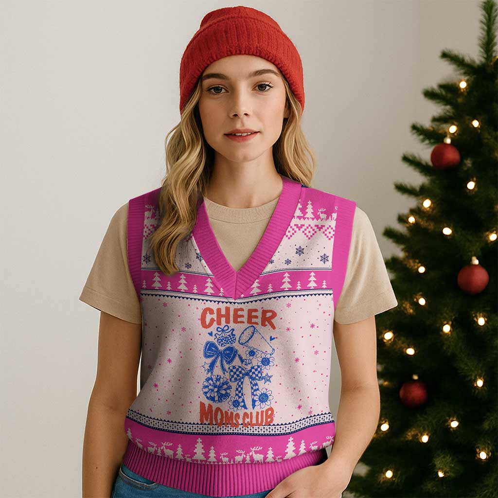 Cheer Moms Club V-Neck Knit Sweater Vest Funny Cheerleading Mom Mother’s Day Gift