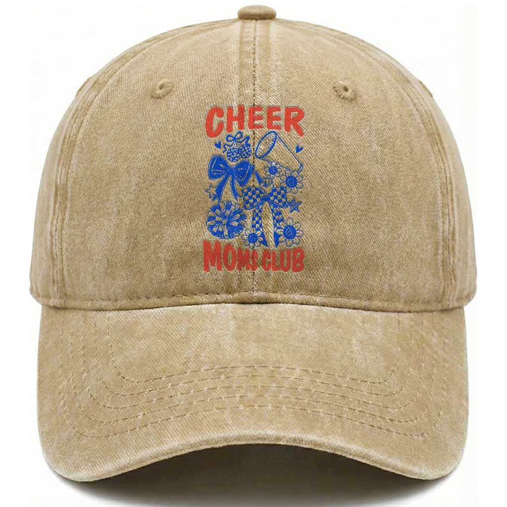 Cheer Moms Club Washed Cotton Baseball Cap Funny Cheerleading Mom Mother’s Day Gift