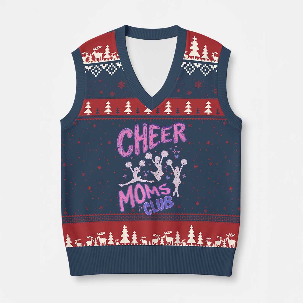 Cheer Moms Club V-Neck Knit Sweater Vest Cheerleader Mom Mother’s Day Gift