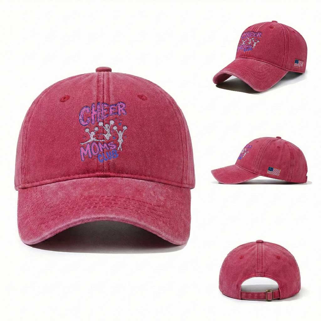 Cheer Moms Club Washed Cotton Baseball Cap Cheerleader Mom Mother’s Day Gift