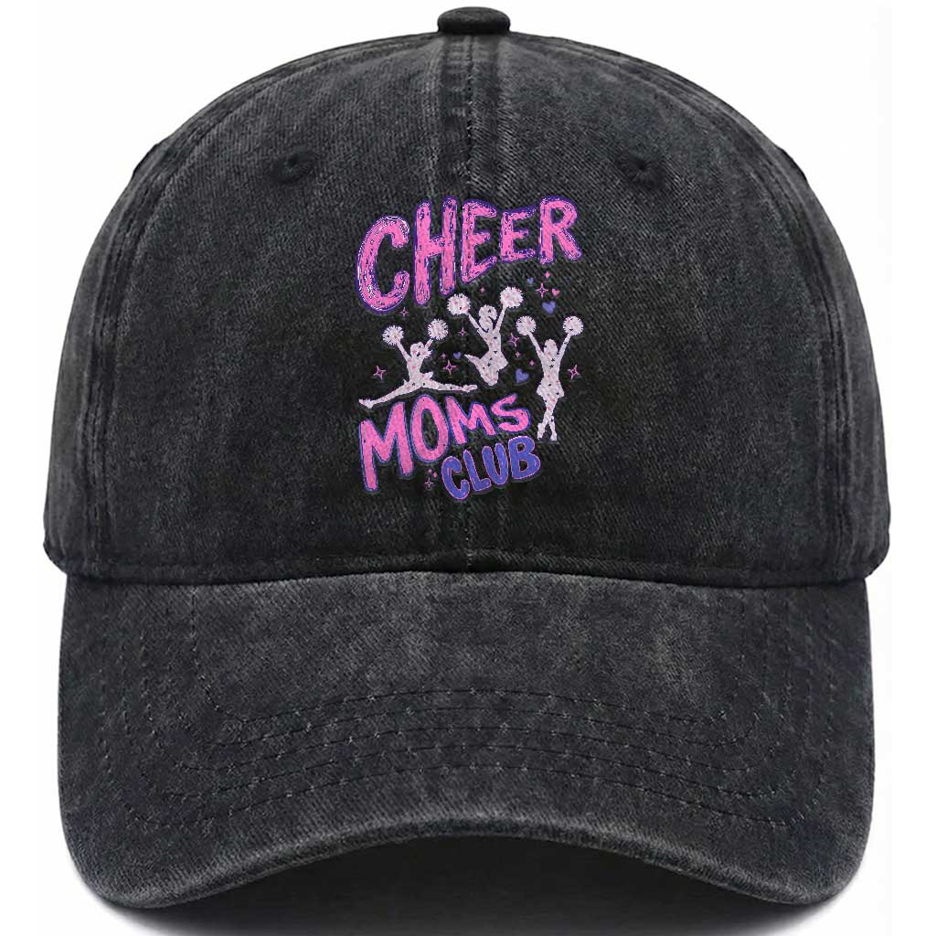 Cheer Moms Club Washed Cotton Baseball Cap Cheerleader Mom Mother’s Day Gift