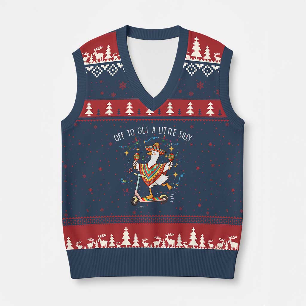 Silly Goose Cinco De Mayo V-Neck Knit Sweater Vest Off To Get A Little Silly