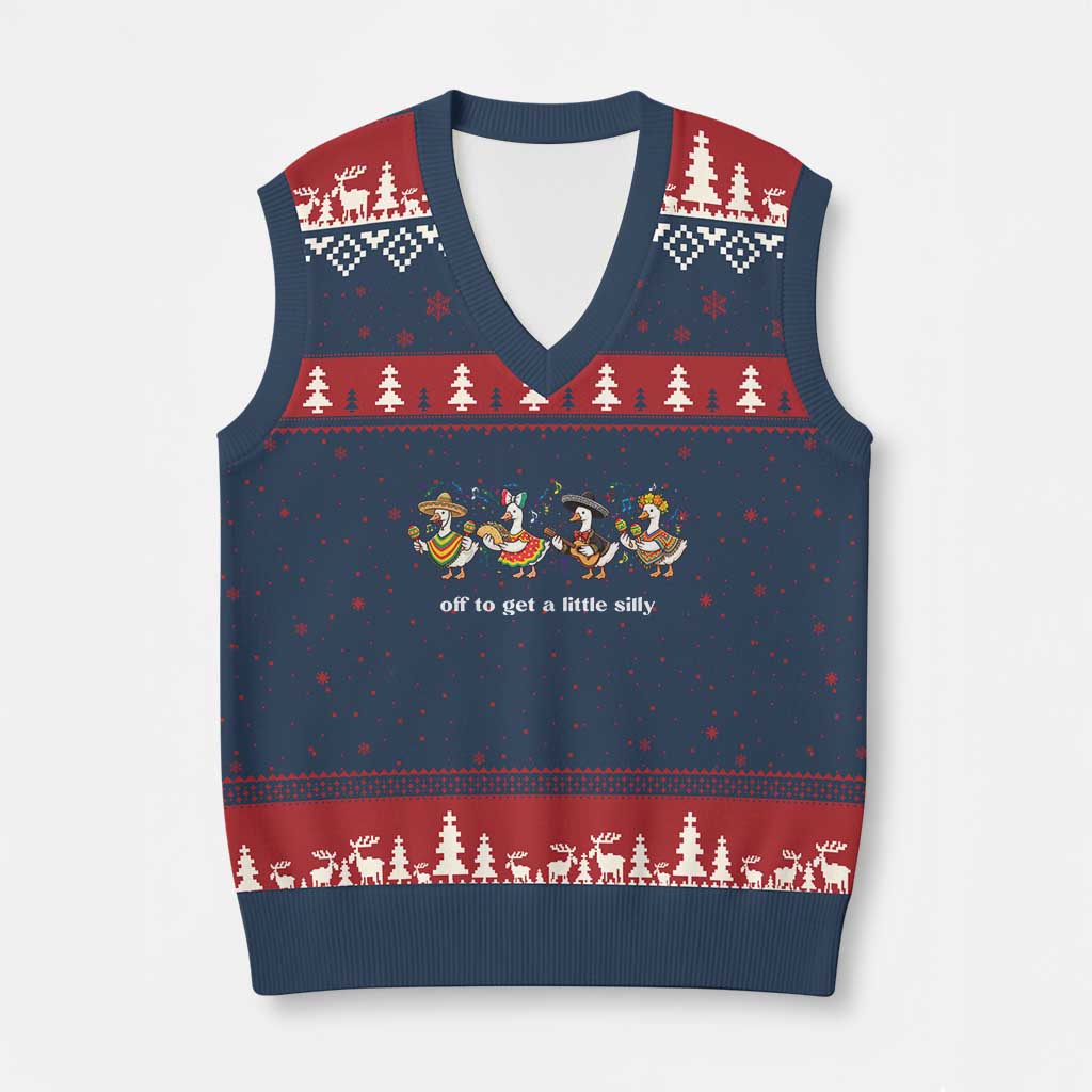 Funny Silly Goose Cinco De Mayo V-Neck Knit Sweater Vest Off To Get A Little Silly