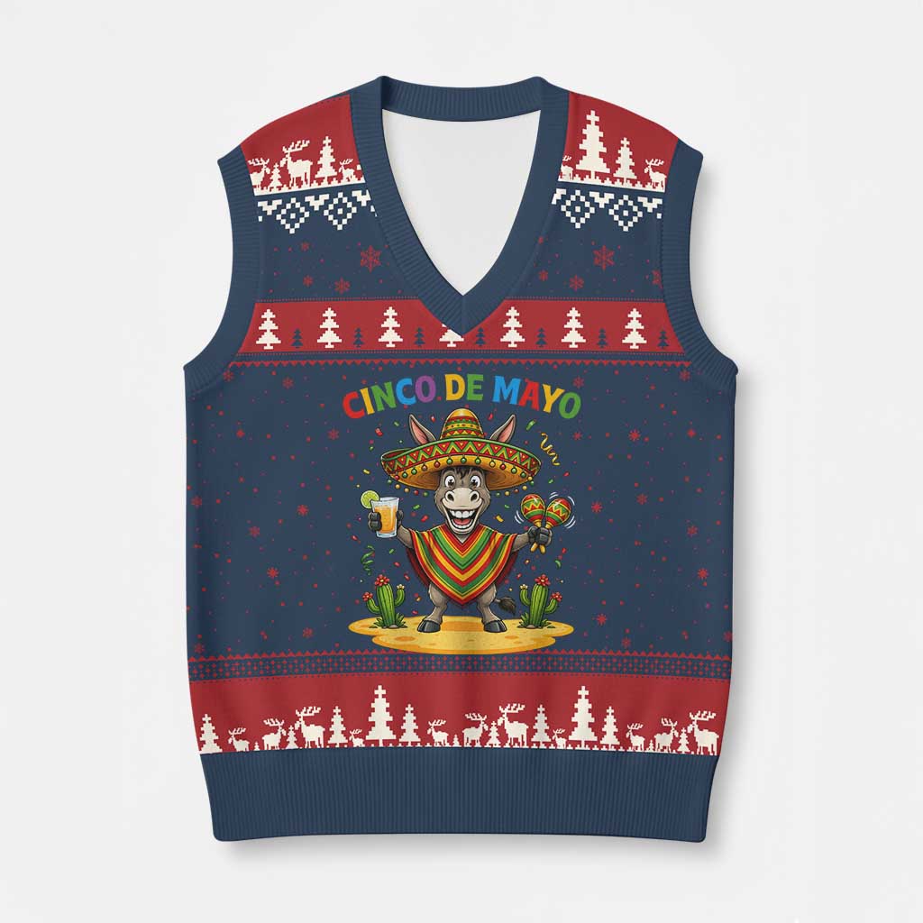 Cinco de Mayo Donkey Mexican Fiesta V-Neck Knit Sweater Vest